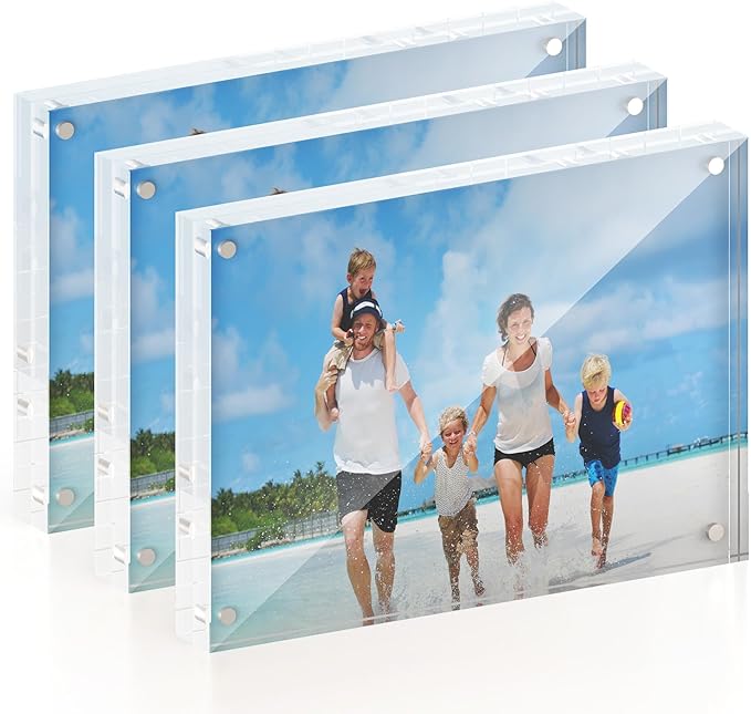 5x7 Acrylic Picture Frame 3 Pack, 20mm Thick Magnetic Double Sided Display 20% by ATZYmolin