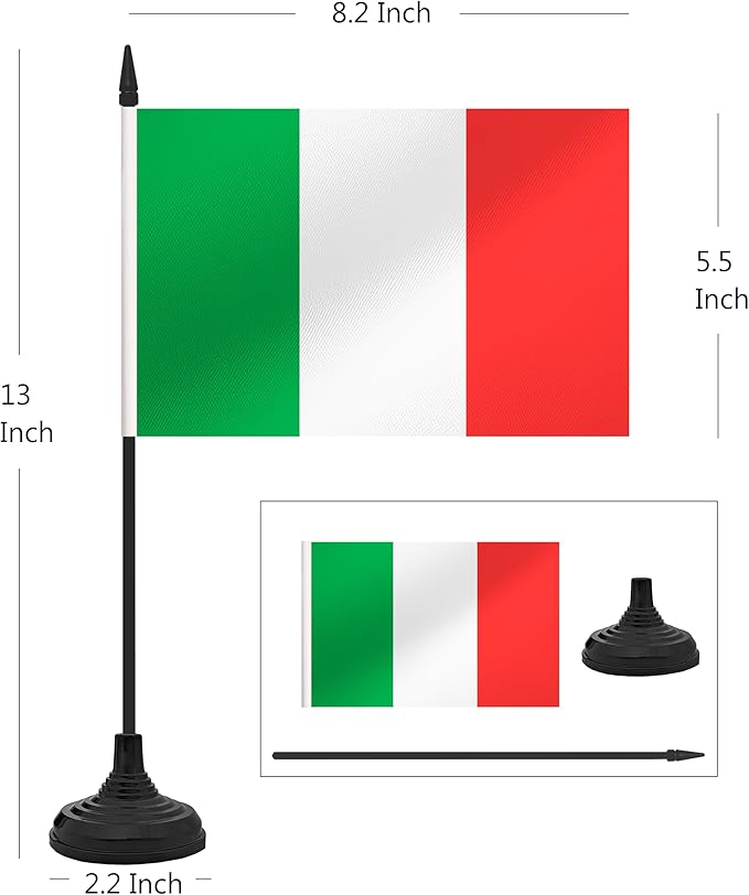 12 Pack Italy Desk Flag Set, Italian Table Office Flag, Small Miniature Desktop - Image 2
