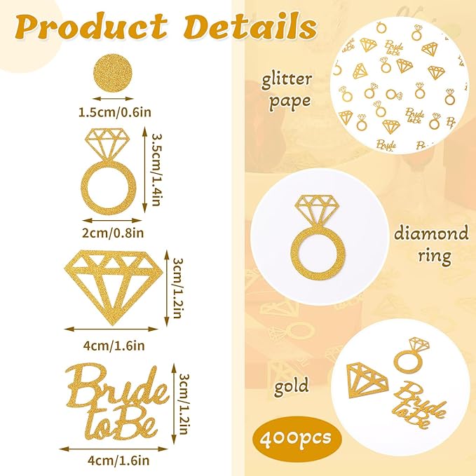 MARFOREVER Gold Wedding Confetti Bridal Shower Decorations Bride to Be Confetti - Image 2