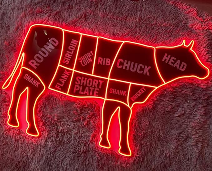 Cow Neon Sign, Butcher Shop Led Sign, Wall Decor, Cow Led Light, restaurant by BELISAMA
