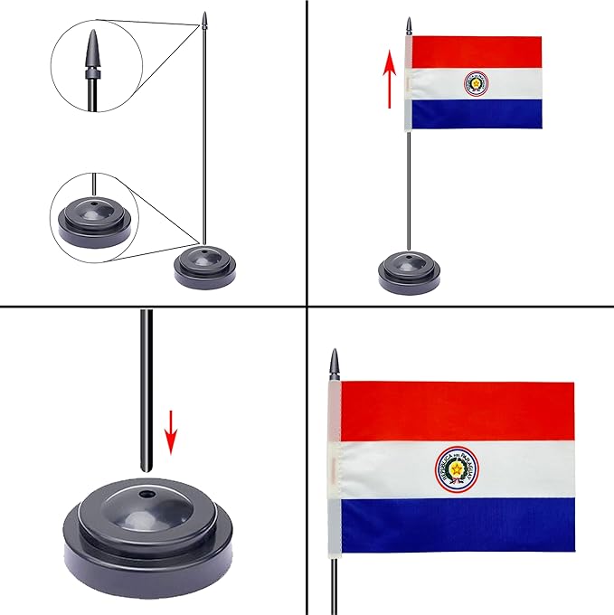 WXTWK 2 Pack Paraguay Flag Paraguay Deluxe Desk Flag Set - Image 3