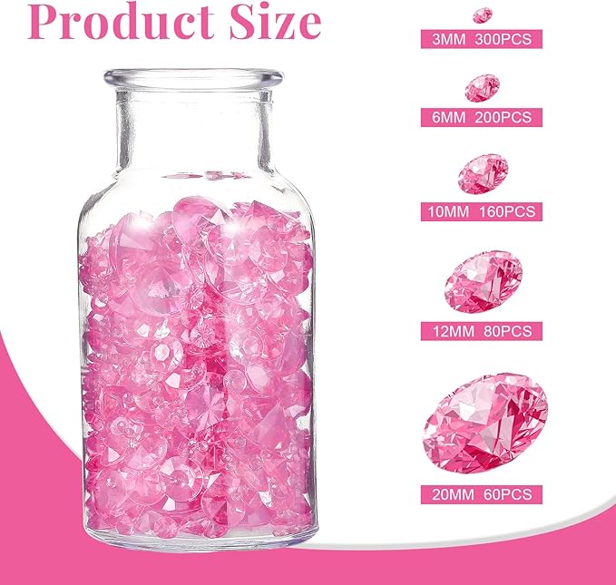 Hicarer 800 Pieces Diamond Decorations Acrylic Diamond Table Scatter Crystals - Image 2