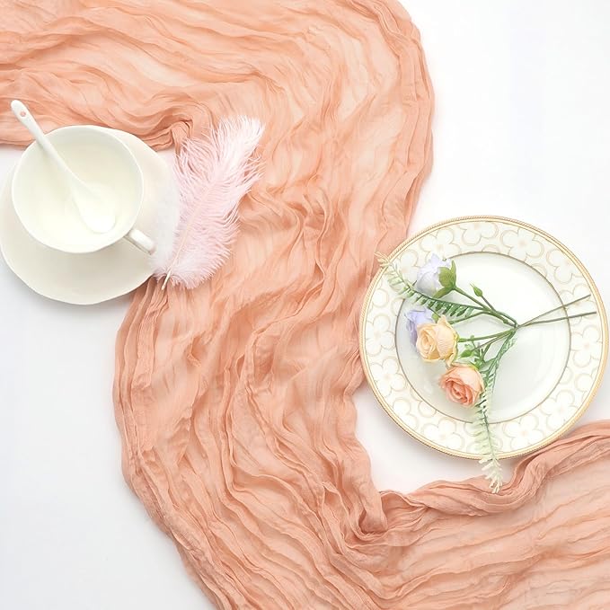 6 Pack Blush Pink Cheesecloth Table Runner 10ft Boho Gauze Fabric Cheese Cloth - Image 6