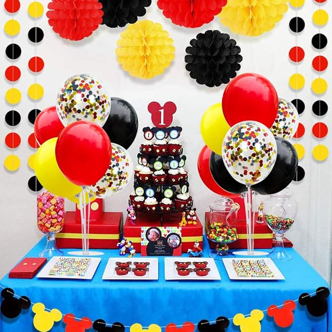 TONIFUL Mouse Birthday Table Decorations Red Yellow Black Table Centerpiece - Image 6