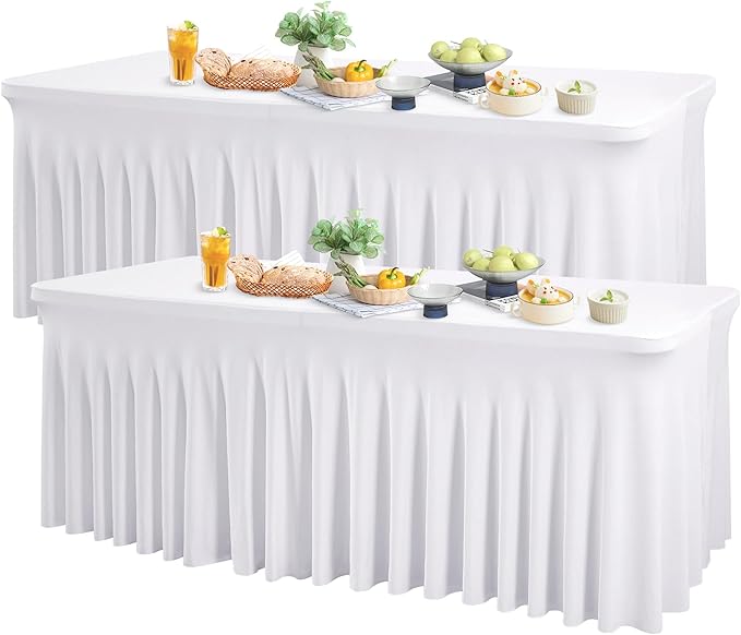 Wish Care 2 Pack White Spandex Table Clothes by WishCare