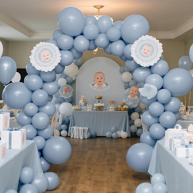 Bezente Dusty Blue Balloons Latex Party Balloons - Image 8