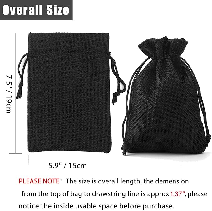 20Pcs Black Burlap Gift Bags - Image 4