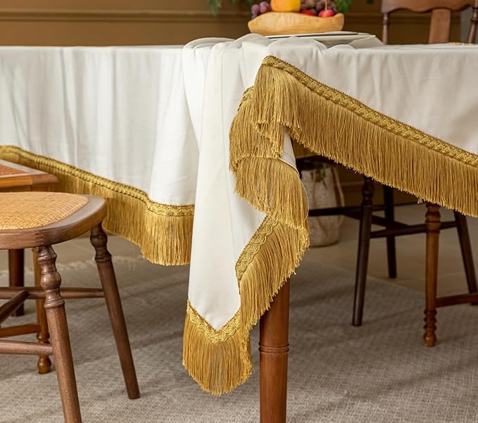 F-CHU Luxury White Tablecloth Thickset Velvet Tablecloth - Image 7