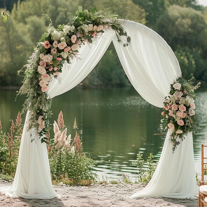 Wokceer Wedding Arch Draping Fabric 28.7" x 20FT Ivory Drapes Sheer Fabric - Image 3