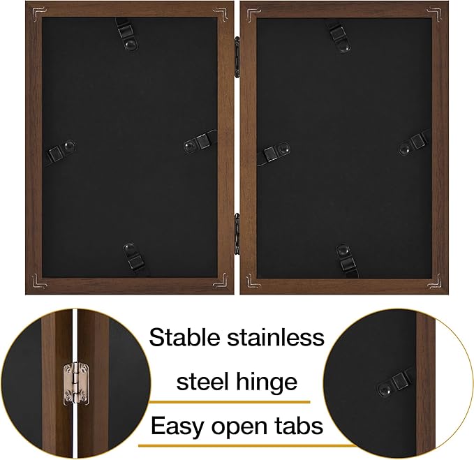decorUhome Double 8x10 Picture Frame Vertical, Engineered Wood Bifold Photo - Image 9