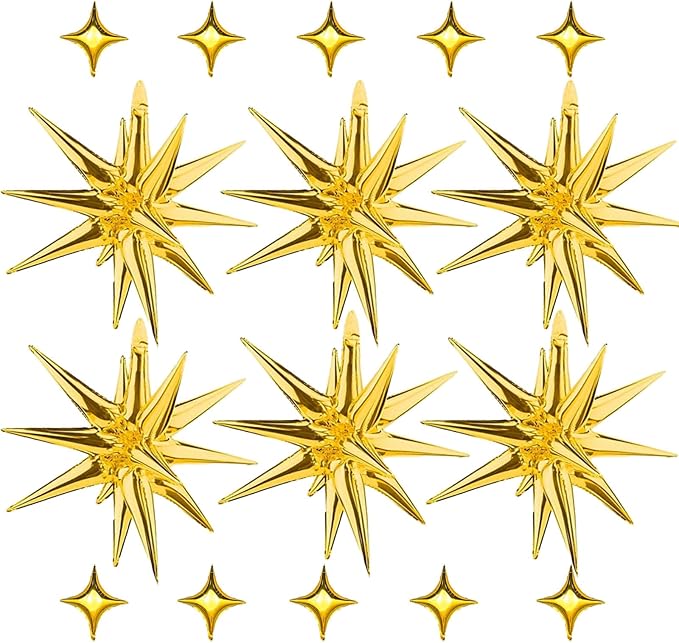 6 Pcs 22" & 10 Pcs 10" Star Foil Balloons by PSKJATIN