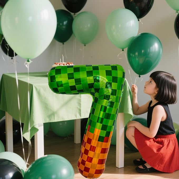 Pixel & TNT Theme 40in Giant Number Balloons - Image 6