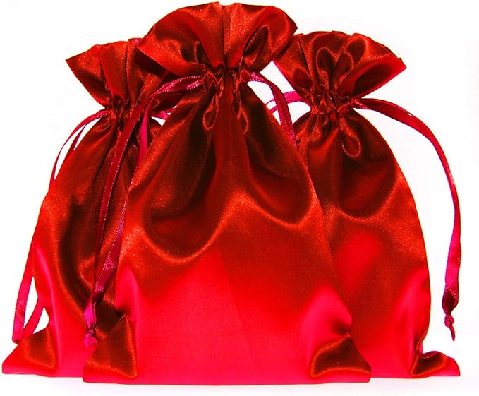 Red Satin Gift Bags by Knitial