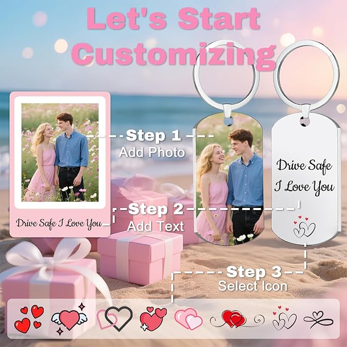 Custom Keychain with Picture, Personalized Double-sided Keychains Gifts - Image 2