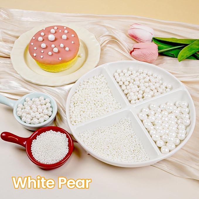 White Edible Sugar Pearl Sprinkles - Image 6