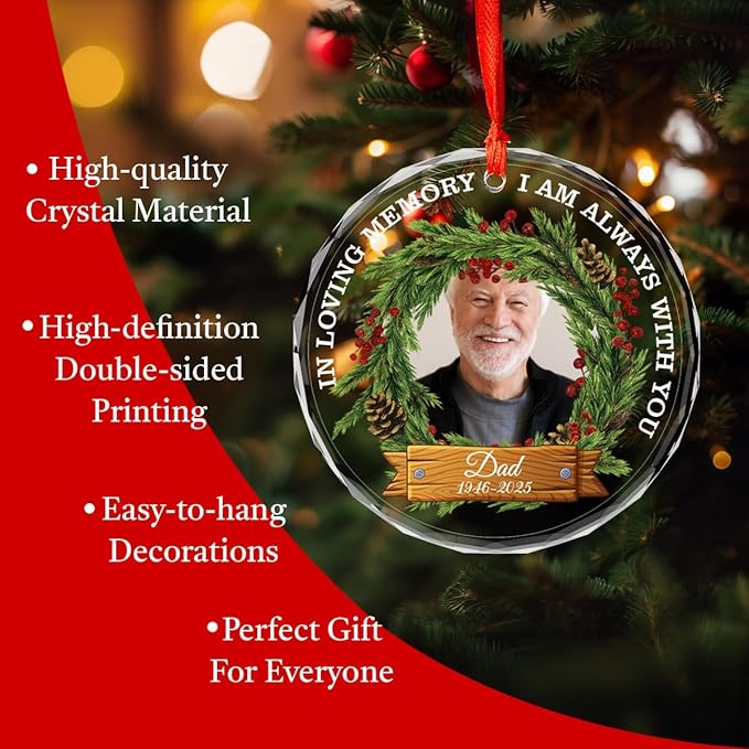 Personalized Memorial Glass Ornament 2025 – I Am Always - Image 5