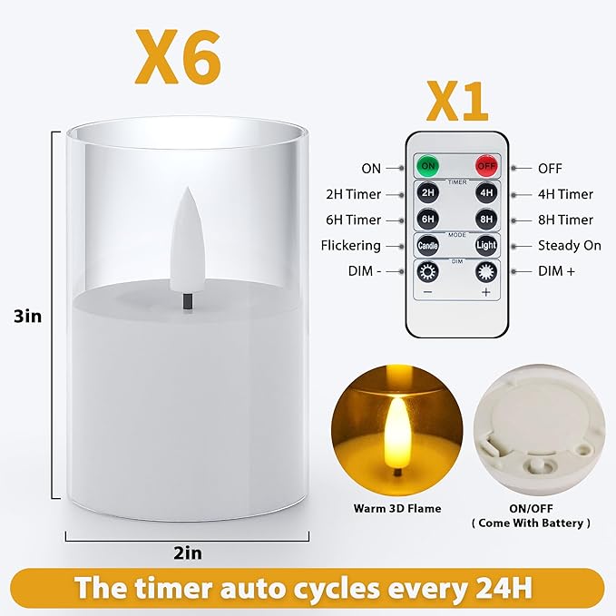 6Pack Flickering Flameless LED Candles - Image 2