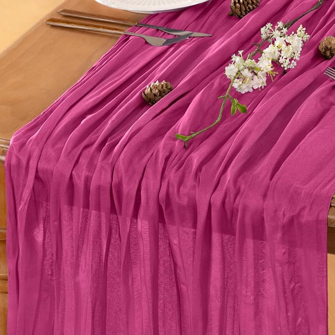 Fuschia Table Runner Cheesecloth Table Runner 10FT Farmhouse Table Runners 120 by LINXTAR