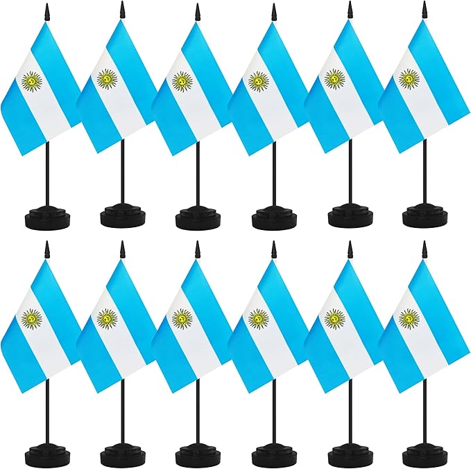 12 Pack Argentina Desk Flags, Argentine Desktop Flag, Small Miniature Office by Unknown