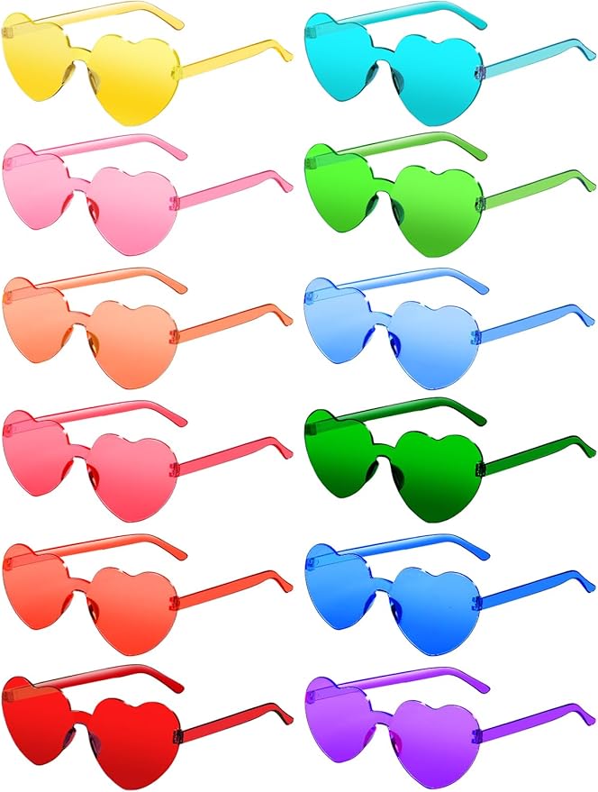 12 Pairs Heart Shaped Sunglasses by AGGKKY