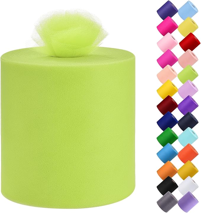 Tulle Fabric Roll, 6” by 200 Yards Tulle Organza Fabric Spool by ICOSHOW