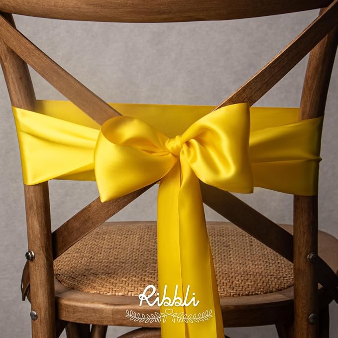 Ribbli Maize Yellow Satin Ribbon 4 Inch Wide Yellow Ribbon - Image 4