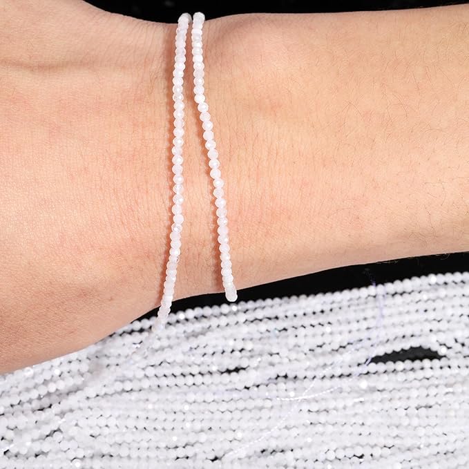 Song Xi 180pcs 2mm Natural White Moonstone Gemstone Faceted Round Loose Stones - Image 2