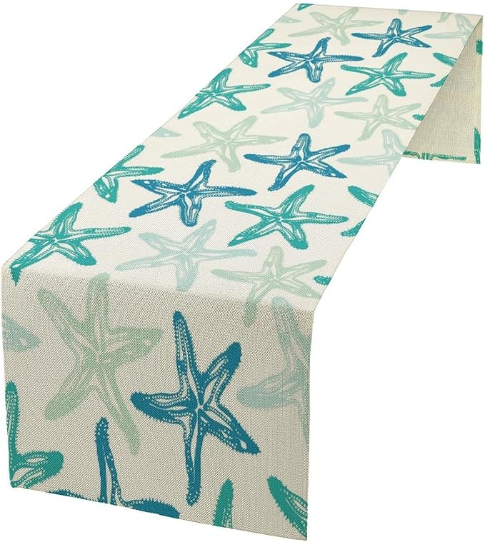 Starfish Plaid Table Flag Green Plaid and Marine Life Starfish Kitchen Table by ICMOLYYENLO