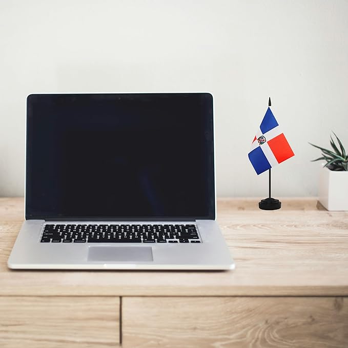 2 Pack Dominica Desk Flag Set, Dominican Desktop Small Miniature Table Office - Image 5