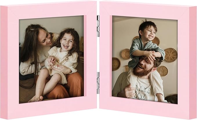 decorUhome Double 4x4 Picture Frame Vertical, Engineered Wood Bifold Photo Frame by decorUhome