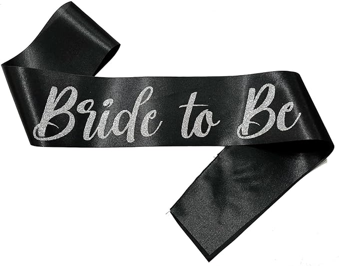 Silver and Black Bride Sash, Bride Sash Bachelorette Party Bridal Shower Sashes by NAUXIUDSJS