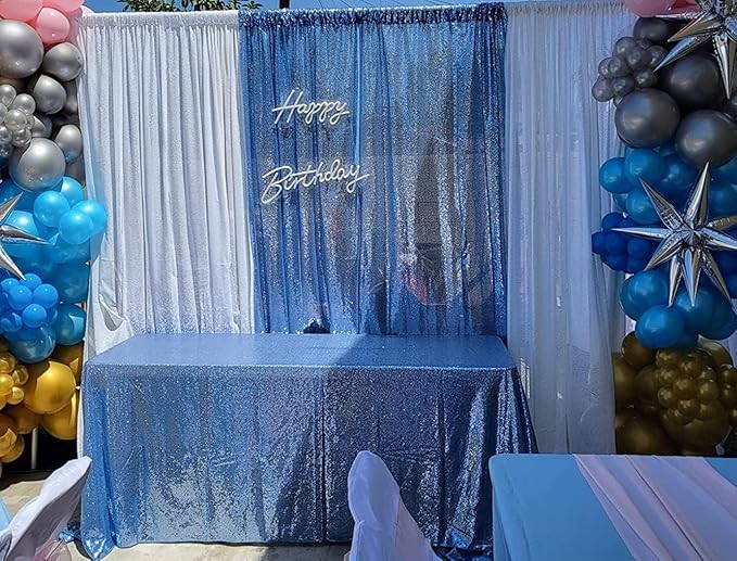 Poise3EHome Baby Blue Sequin Backdrop Curtains - Image 3