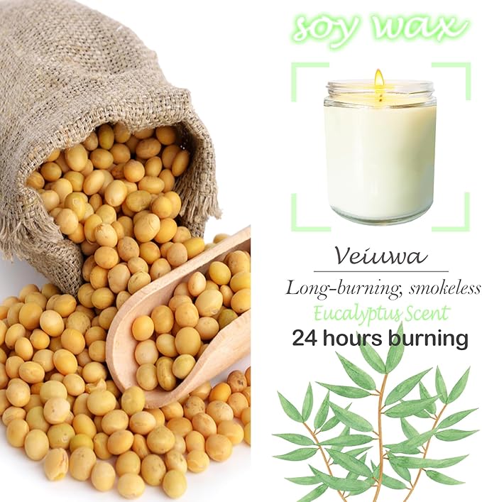 12 Pcs 8 Oz Bulk White Soy Candles, Eucalyptus Scented Candles Set, Bulk - Image 3