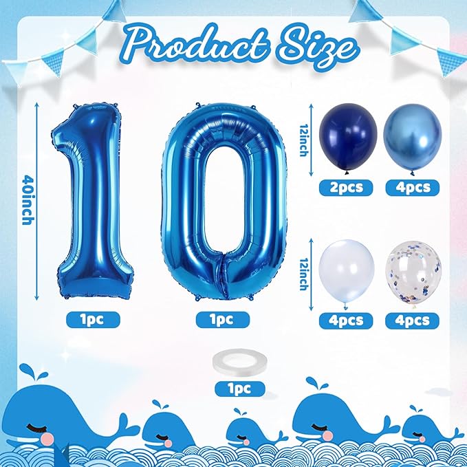 Dark Blue Number 10 Balloon, Large 40 Inch - Image 2