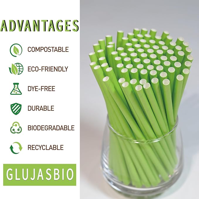 5.75 Inch Biodegradable Green Straws - Image 2