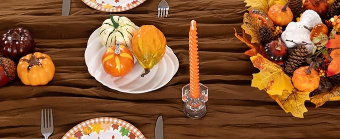 Brown Cheesecloth Table Runner Tan Fall Table Runner Boho Gauze 120 Inches - Image 6