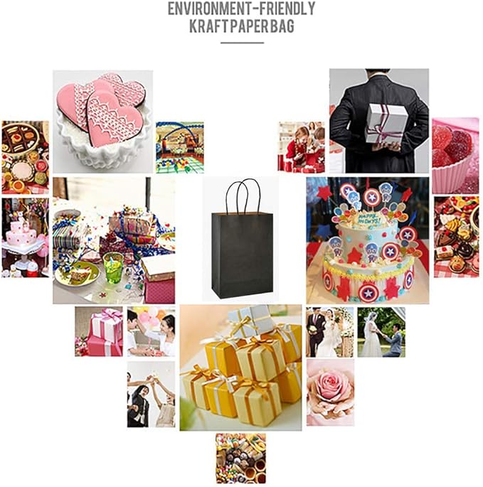 25 PCS Small Gift Bags Black Kraft Paper Bags - Image 5