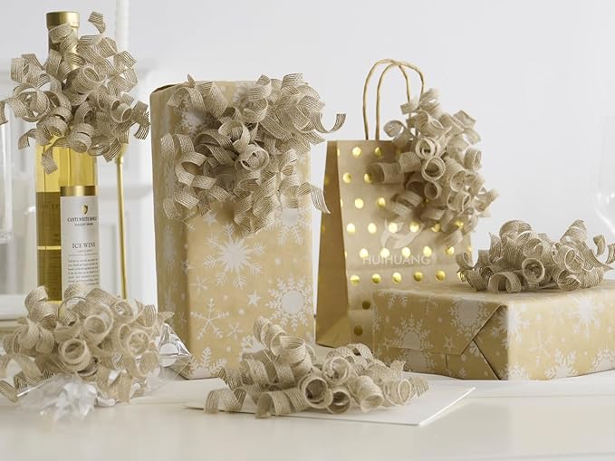 HUIHUANG Burlap Gift Bows Curly Bows by HUIHUANG