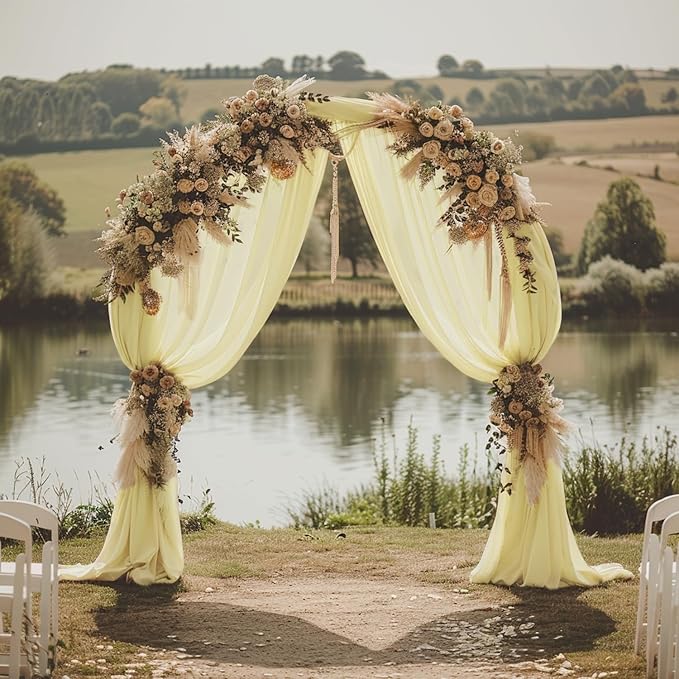 Wokceer Beige Wedding Arch Draping Fabric Backdrop 3 Panels 28.7" X 20FT Sheer - Image 7