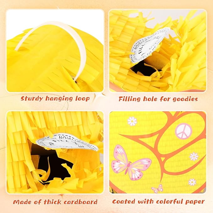 Hippie Pinata with Stick & Hanging Loop Daisy Flower Mexican Pinata Game - Image 5