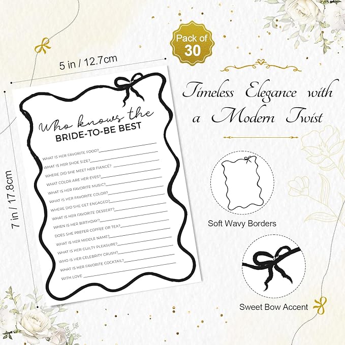 DEEKA 30 PCS Bridal Shower Games Card - Image 2
