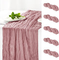 Hahuho Dusty Pink Cheesecloth Table Runner 10ft, Gauze Boho Rustic Table Runners by Hahuho