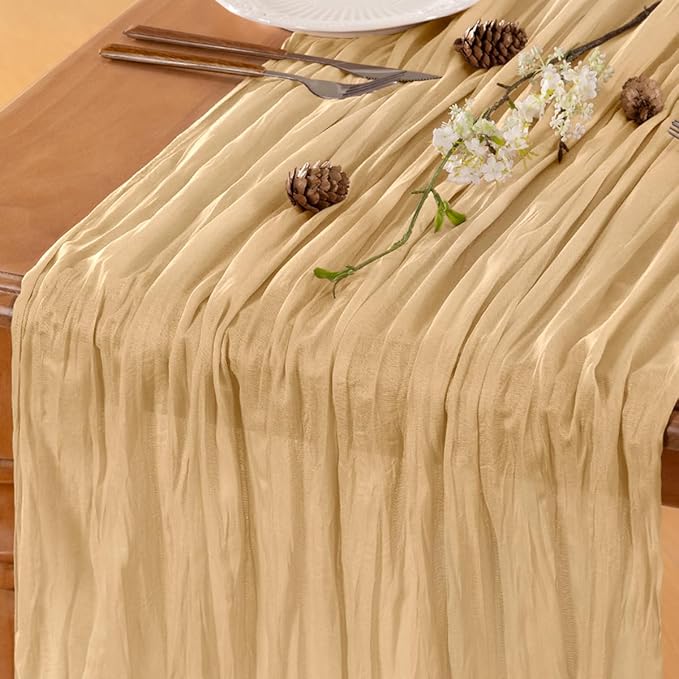 Beige Table Runner Cheesecloth Table Runner 10FT Farmhouse Table Runners 120 by LINXTAR