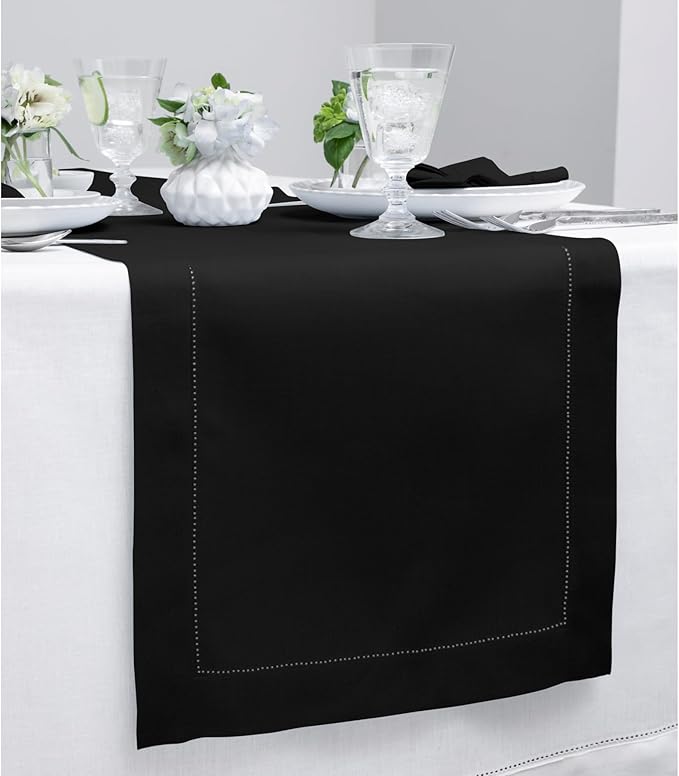 Solino Home Linen Black Table Runner 48 Inches - Image 2