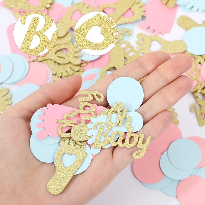 MARFOREVER 350 Pieces Gender Reveal Confetti Baby Shower Decoration Pink Blue - Image 4