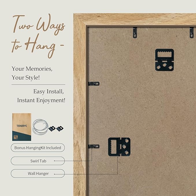12x18 Poster Frame 4 Pack, Textured Natural Solid Wood Picture Frame, HD - Image 3
