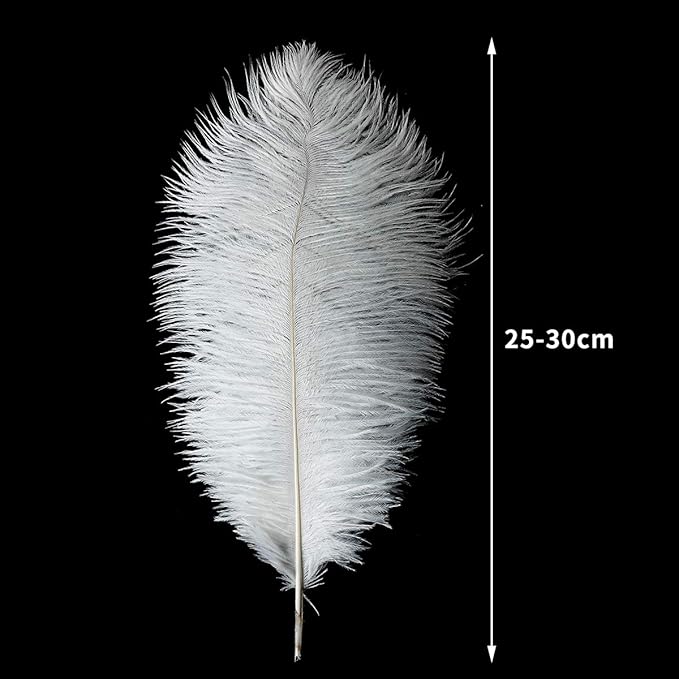 24pcs Natural White Ostrich Feathers 10-12inch - Image 2