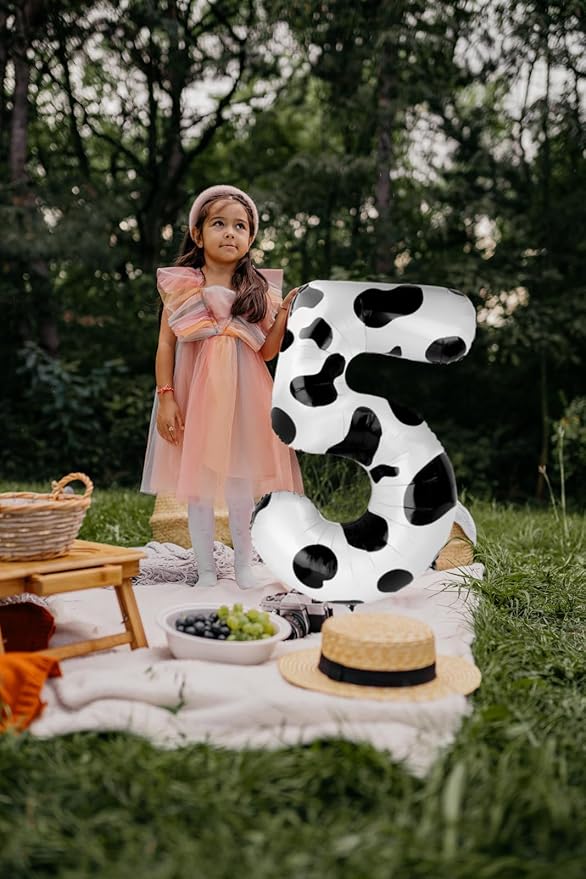 Cow Print 40 Inch Large Number 5 Birthday Balloon, Five 5th 15 25 35 50 55 - Image 4