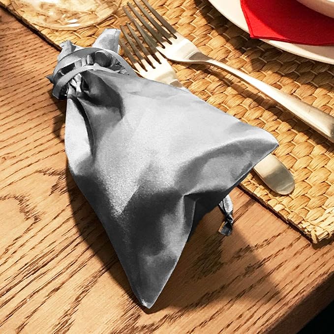 Silver Satin Gift Bags - Image 8