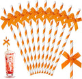 50 Pcs Fall Orange Paper Bow Straws by Potchen